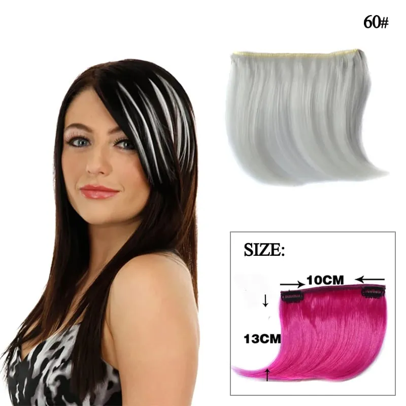 Colorful Clip in Synthetic Hair Bangs Gradient Hairpiece Fake Hair Piece Extensions for Women Girls Hair Extensions