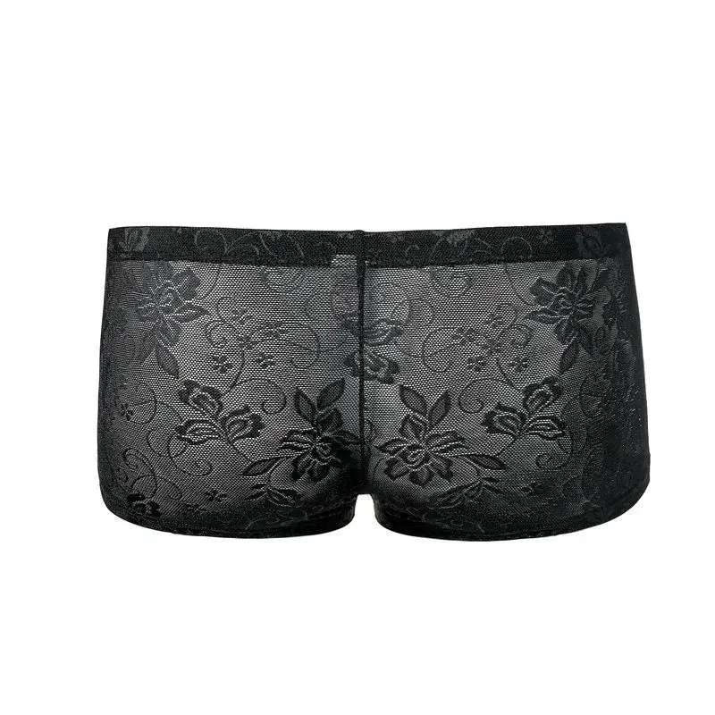 Sexy Mens Boxers Shorts Mesh Man Underwear Lingerie Trunk Transparent Mesh See Through Lace Underpants