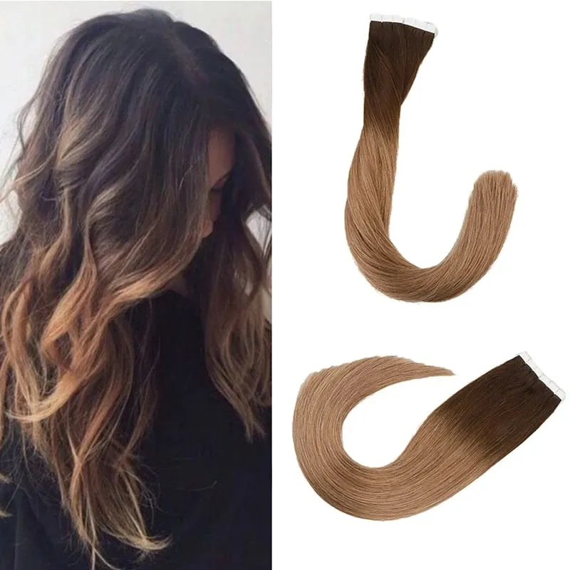 Toysww Real Human Hair Russian Hair Tape in Human Hair Extensions Blonde #60 For Woman Machine Made Remy Hair 20/40pcs