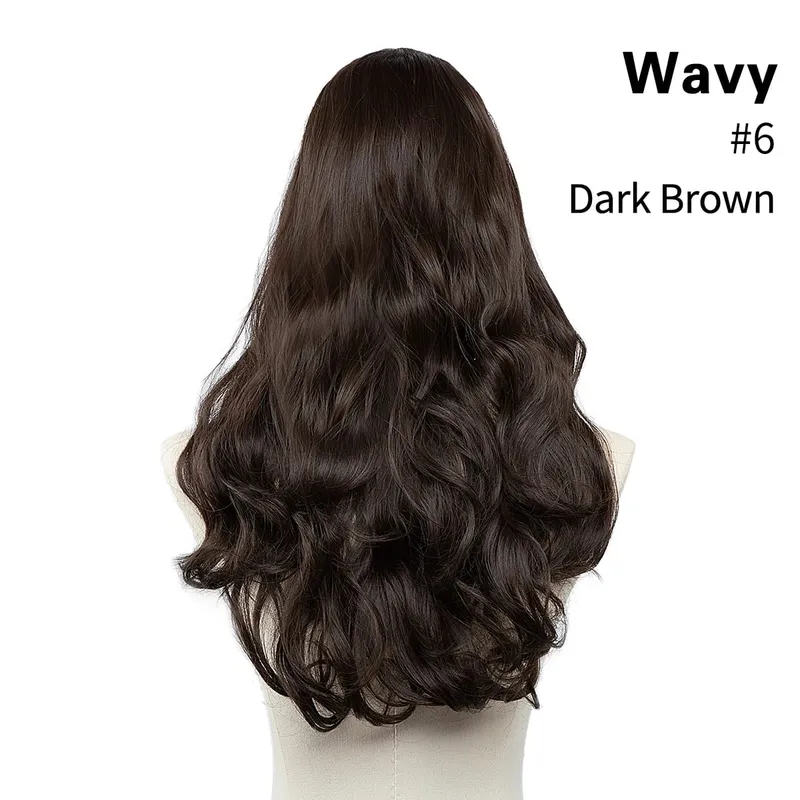 Sintético 24 "20" 16 "grampo na extensão do cabelo u parte cabelo natural em linha reta longo loiro preto falso pedaço de cabelo