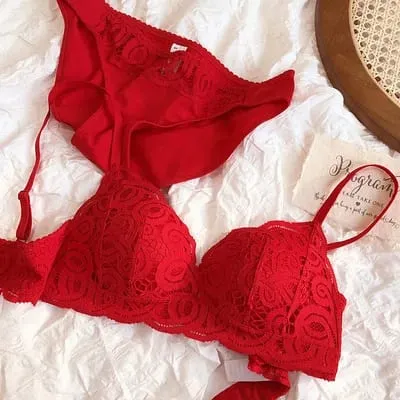 5 Colors Seamless Comfortable Full Lace Sleepwear Bra Sets Sexy Women Underwear Wire Free Push Up Lingerie Suits Intimates — image 4