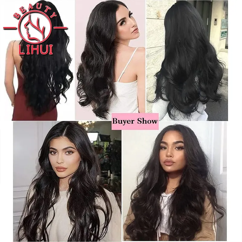 Long Wavy Hair Extensions Synthetic Clip In Hair Extensions Ombre Honey Blonde Dark Brown Thick Hairpieces 6pcs/set 20 Inch