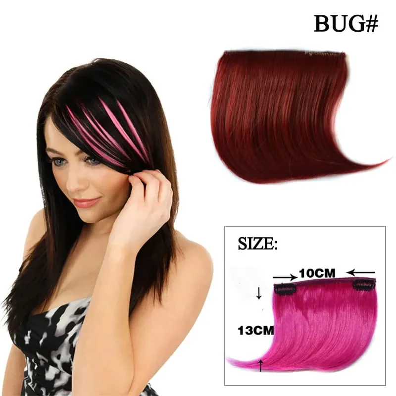 Colorful Clip in Synthetic Hair Bangs Gradient Hairpiece Fake Hair Piece Extensions for Women Girls Hair Extensions
