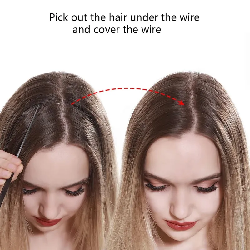 Syntetyczne naturalne syntetyczne przedłużanie włosów Bez klipsa w sztucznej sztucznej ombre blond brązowy czarny różowy falisty sztuczny kawałek włosów — image 5