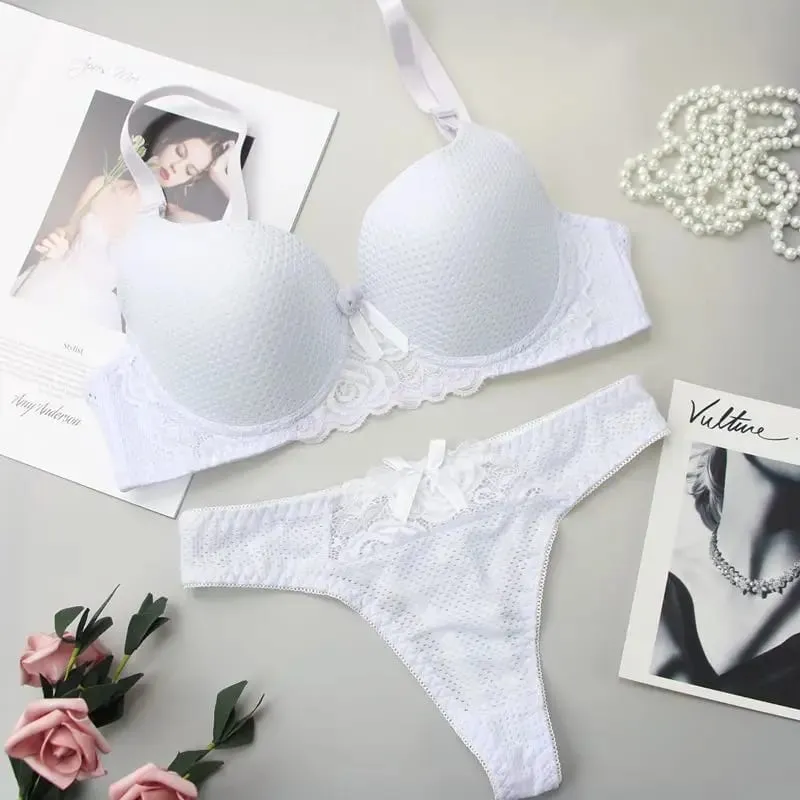 6 Màu Áo Ren Quần Lót Thoải Mái Crop Top Quần Lót Nữ Nữ Nội Y Push Up Bra Bộ