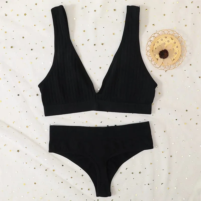 Sömlös BH och Trosor Set Push Up BH Kvinnor Sexiga Underkläder Kvinna Hög midja G-String V-ringad Byst Underkläder Set