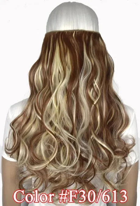 Synthetic Fiber Heat Resistant Wavy 5 Clips on Clip in hair Extensions 5002