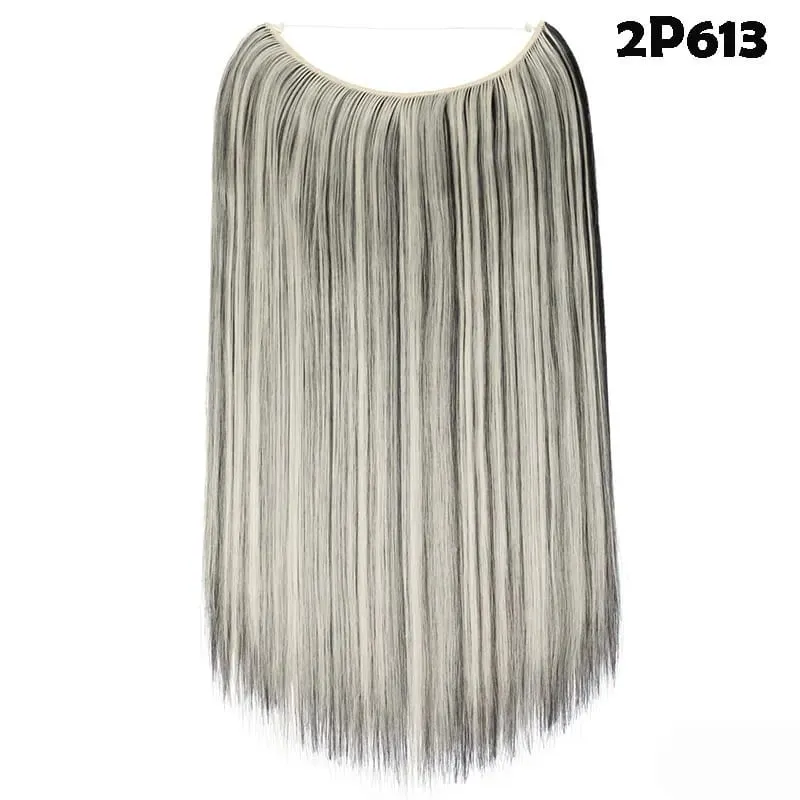 S-noilite 20 pouces cheveux naturels synthétiques fil Invisible dans les Extensions de cheveux sans pince avec ligne secrète postiche à fixation facile