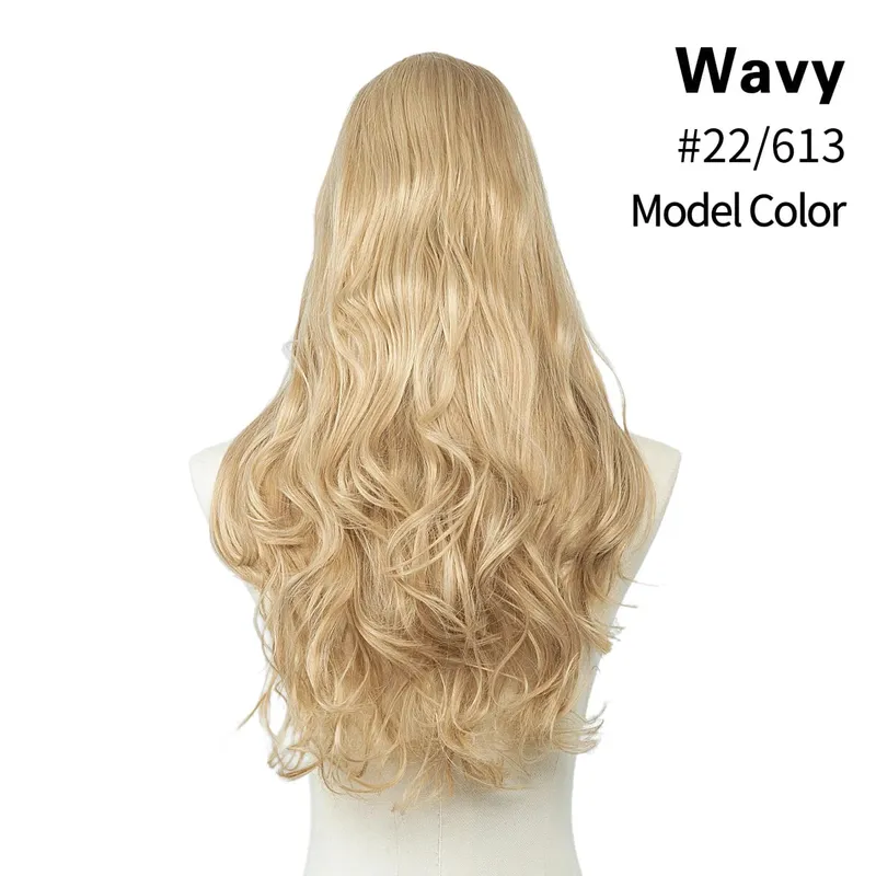 Sintético 24 "20" 16 "grampo na extensão do cabelo u parte cabelo natural em linha reta longo loiro preto falso pedaço de cabelo