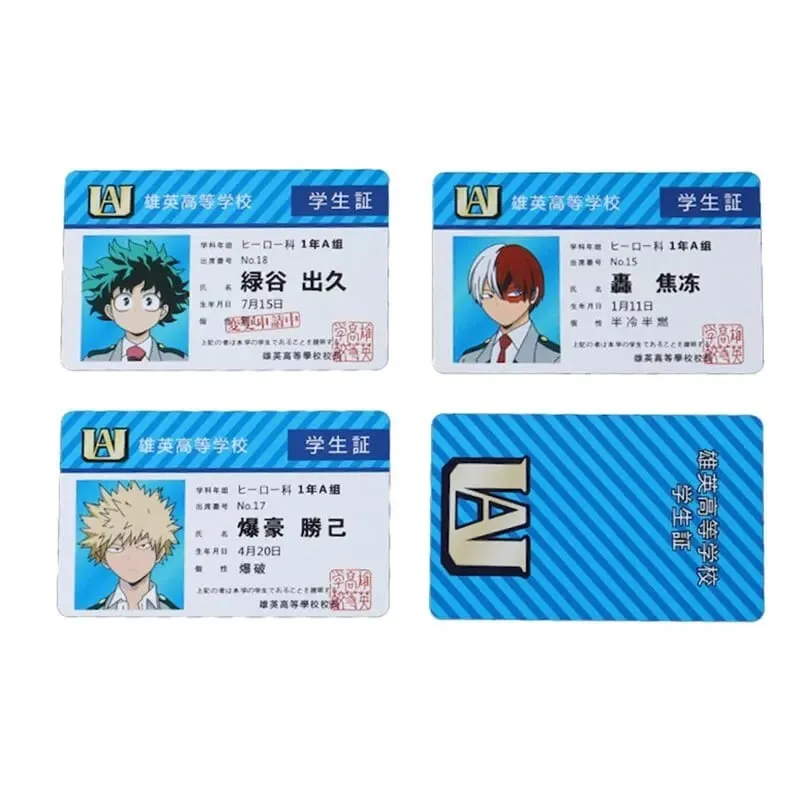 1 PCS Anime Periférico My Hero Academia PVC Cartão de identificação de estudante Cartão de alimentação escolar
