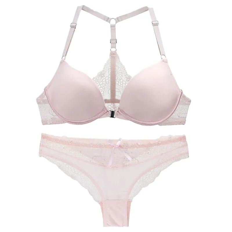 DaiNaFang New Sexy Bras Set Deep V Y-Line Straps Japan and South Korea Lace Womens Underwear ABC Cup Female Lingerie