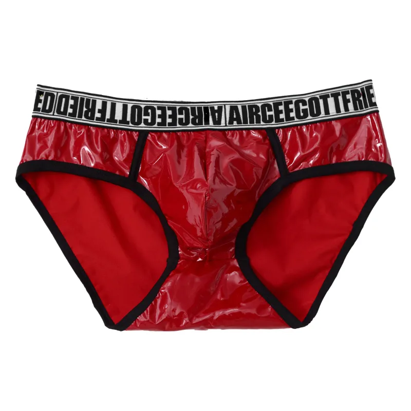 Pánské Krátké spodky z umělé kůže Sexy Mokrý vzhled Nízký pas Vyboulený Váček Kalhotky Spodní prádlo Plavky Plavky Šortky — image 4