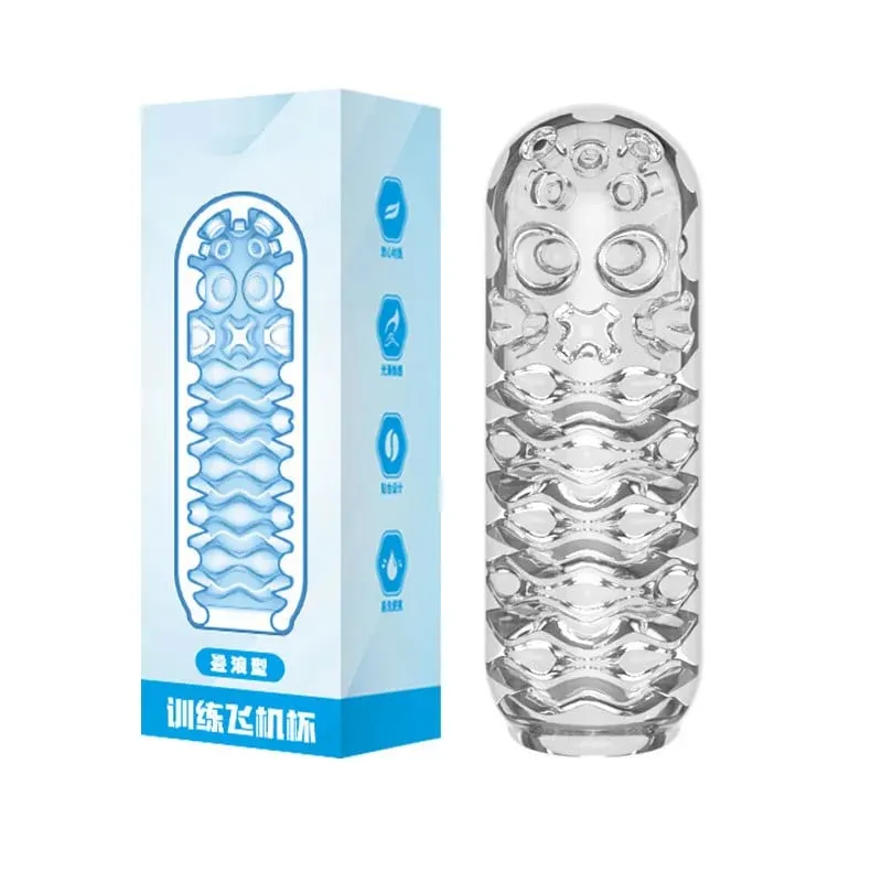Pleasent Aircraft Cup Male Masturbators Masturbation Device Soft Clear Pocket Pussy Penis Sleeve Training Adult Sex Toys for Men — image 2