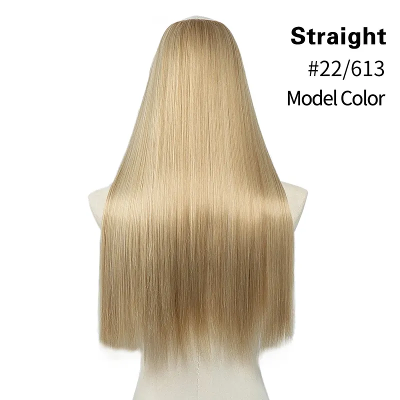 Sintético 24 "20" 16 "grampo na extensão do cabelo u parte cabelo natural em linha reta longo loiro preto falso pedaço de cabelo