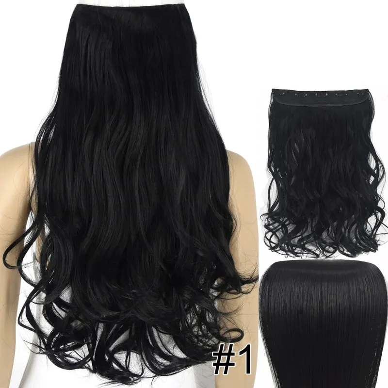Synthetic Fiber Heat Resistant Wavy 5 Clips on Clip in hair Extensions 5002