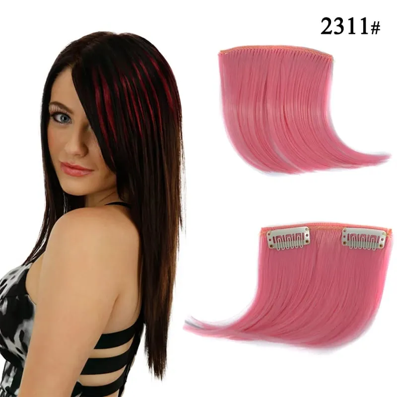 Colorful Clip in Synthetic Hair Bangs Gradient Hairpiece Fake Hair Piece Extensions for Women Girls Hair Extensions