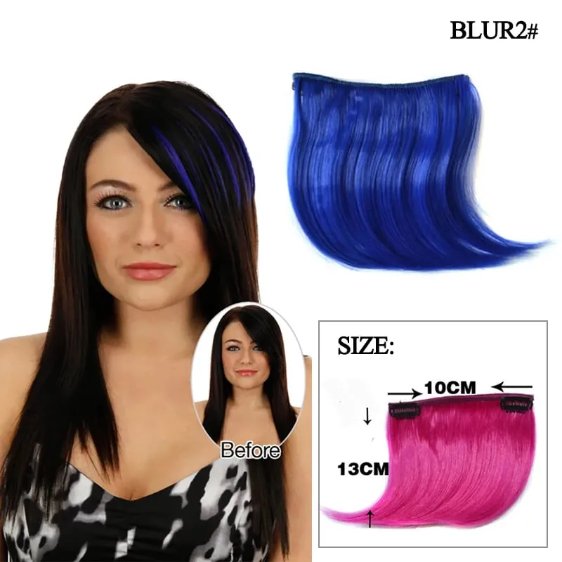 Colorful Synthetic Cosplay Hair Bangs Heat Resistant Invisible Extensions with Clips Quick Style Change Hairpieces