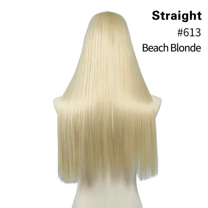 Sintético 24 "20" 16 "grampo na extensão do cabelo u parte cabelo natural em linha reta longo loiro preto falso pedaço de cabelo