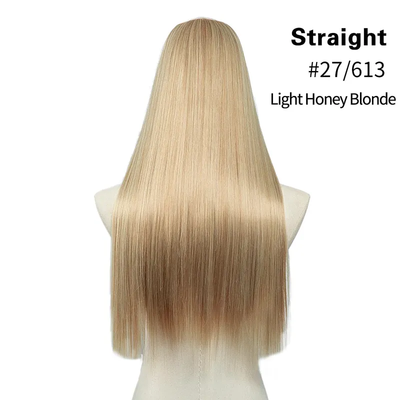 Sintético 24 "20" 16 "grampo na extensão do cabelo u parte cabelo natural em linha reta longo loiro preto falso pedaço de cabelo