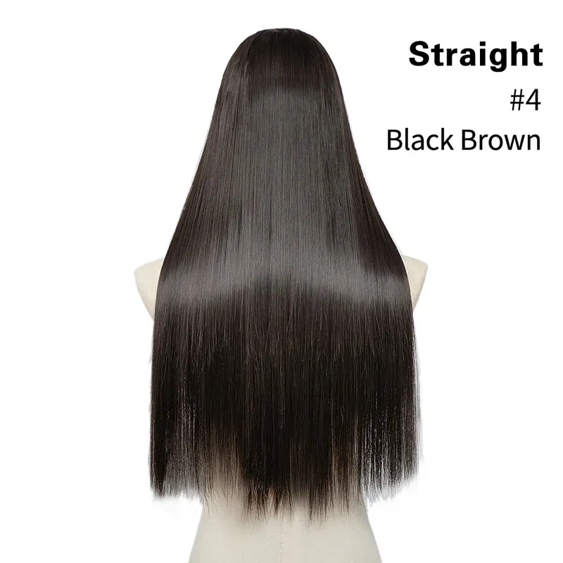 Sintético 24 "20" 16 "grampo na extensão do cabelo u parte cabelo natural em linha reta longo loiro preto falso pedaço de cabelo