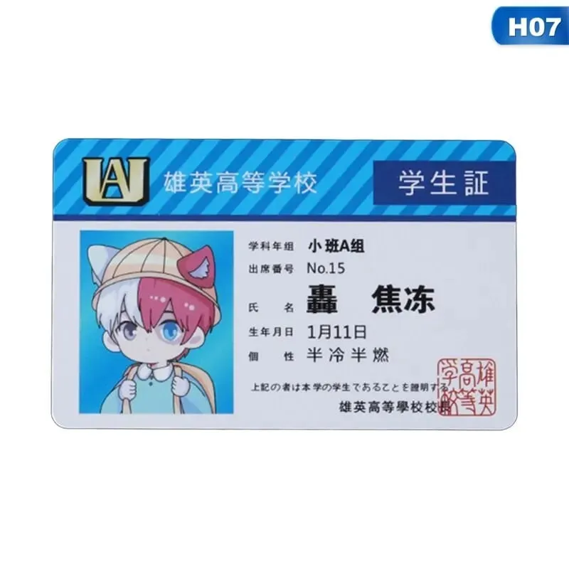 1 PCS Anime Periférico My Hero Academia PVC Cartão de identificação de estudante Cartão de alimentação escolar