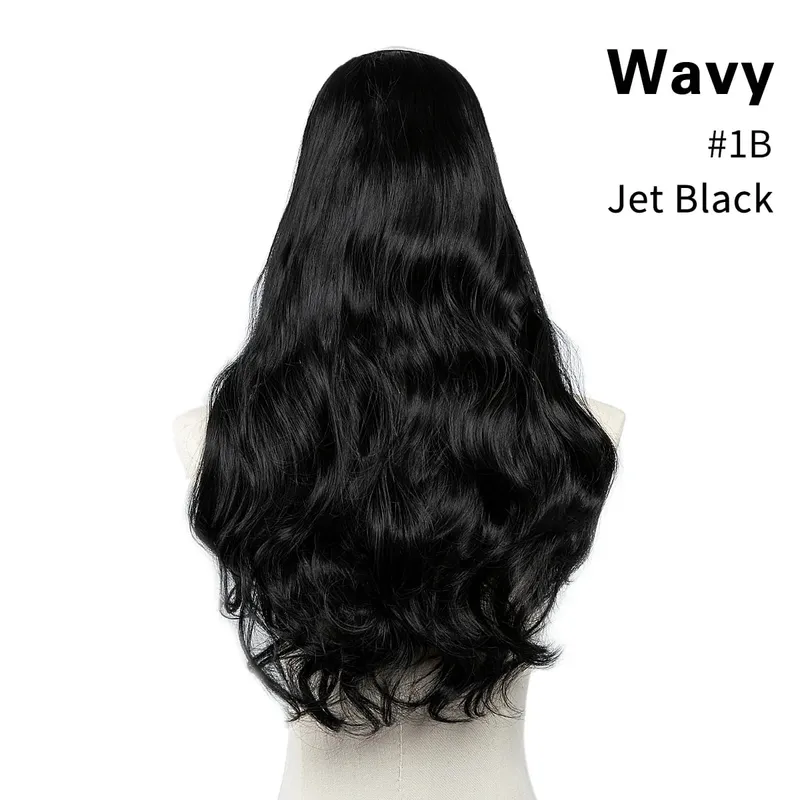 Sintético 24 "20" 16 "grampo na extensão do cabelo u parte cabelo natural em linha reta longo loiro preto falso pedaço de cabelo