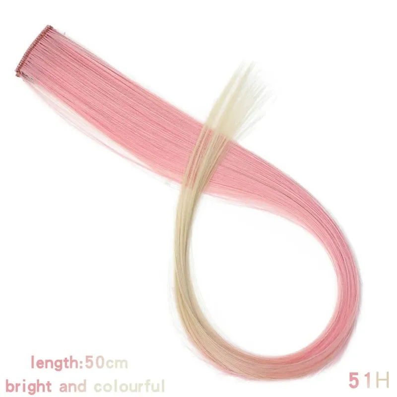 Lupu Synthetic Colorful Highlight Εξτένσιον μαλλιών Rainbow Κλιπ σε ένα κομμάτι 22 ιντσών μακριά ίσια ψεύτικα μαλλιά Κομμάτια για γυναίκες