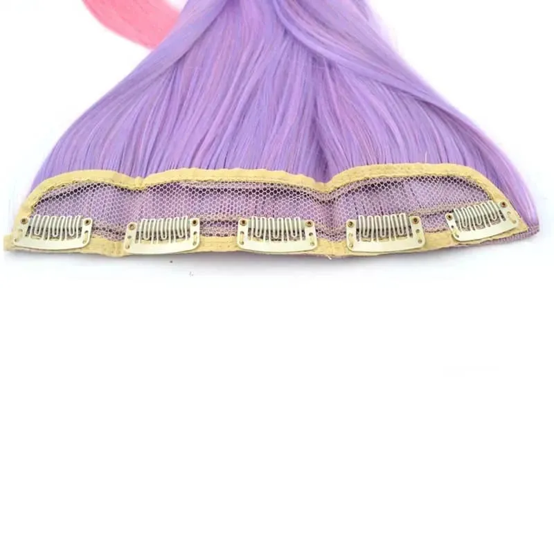 Jeedou Straight Blue Rainbow Balayage Ombre Color Clip In One Piece Prodlužování vlasů Syntetický halloweenský cosplay příčesek
