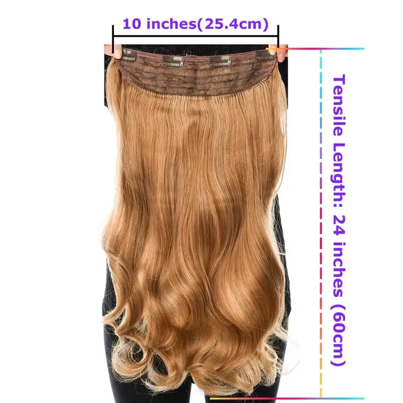 Silike 180g Fish Line Synthetic Wavy Clips in One Piece Hair Extensions 24 inch 17 Colors Heat Resistant Hair Extension