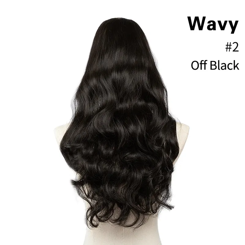 Sintético 24 "20" 16 "grampo na extensão do cabelo u parte cabelo natural em linha reta longo loiro preto falso pedaço de cabelo