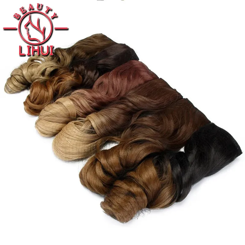 16 Klip Dalam Sambungan Rambut Wanita Sambungan Rambut Gelombang Asli 6 Keping/Set Potongan Rambut Sintetik Potongan Rambut Tahan Panas 20 Inci