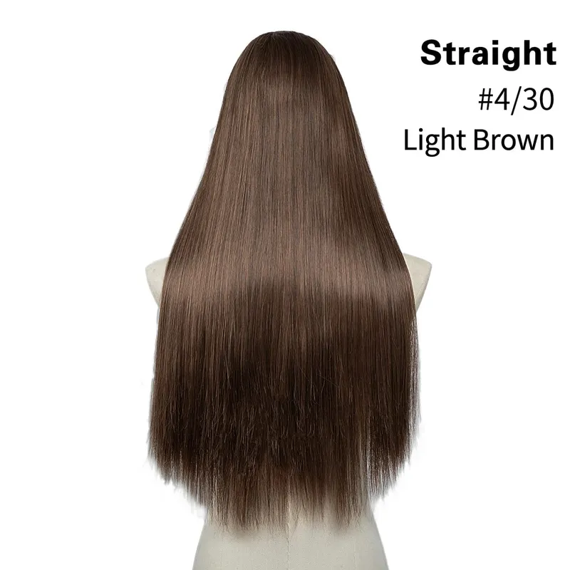 Sintético 24 "20" 16 "grampo na extensão do cabelo u parte cabelo natural em linha reta longo loiro preto falso pedaço de cabelo