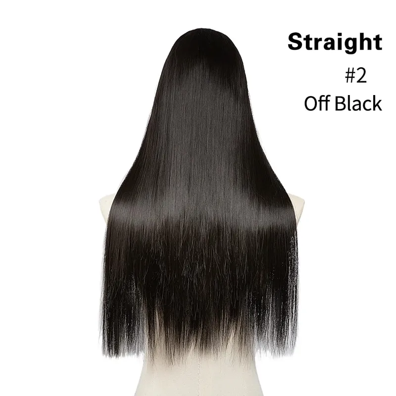 Sintético 24 "20" 16 "grampo na extensão do cabelo u parte cabelo natural em linha reta longo loiro preto falso pedaço de cabelo