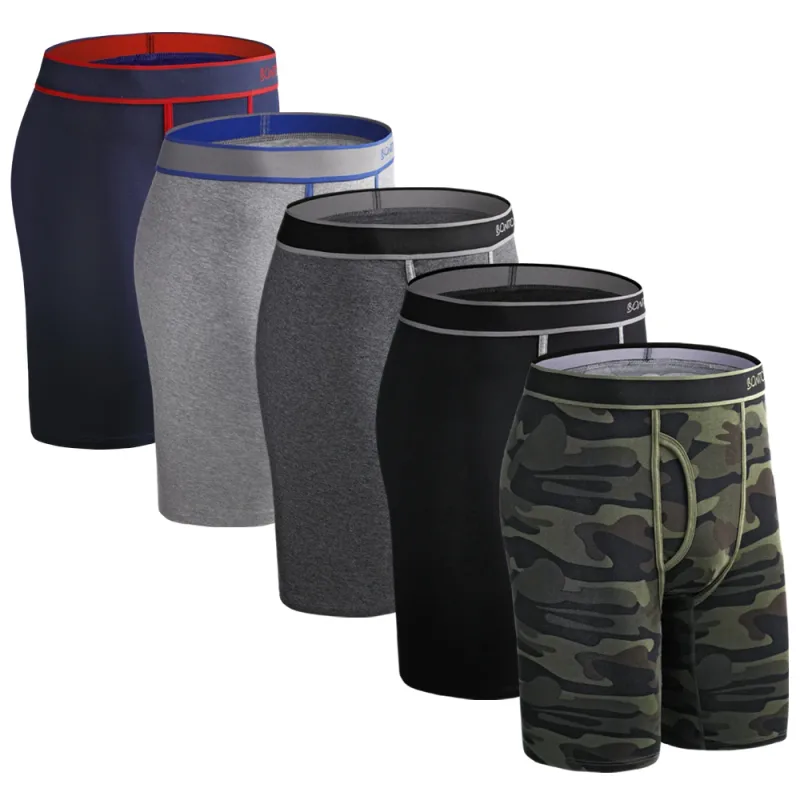 5Pcs Set Men Boxer Long Leg Underwear Men Underpants Male Panties Cotton Sexy BoxerShorts Boxer Shorts Brand Slip
