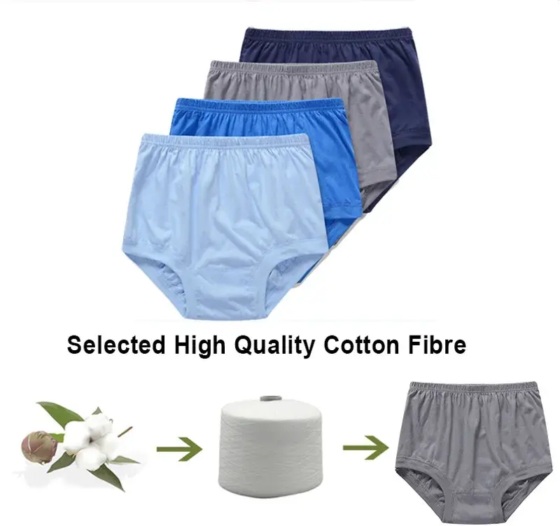 Men Briefs High Waist 100%Cotton Men Underwear Plus Size Cueca Masculina Soft Underpants Breathable Panties L-4XL For Daddy