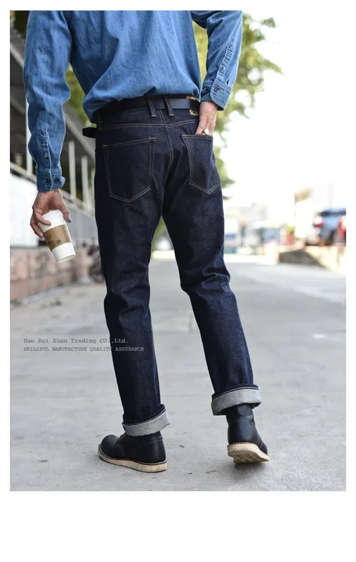 Saucezhan 316xx-18oz jeans masculino selvedge jeans cru reto grosso outono e inverno calças jeans vintage