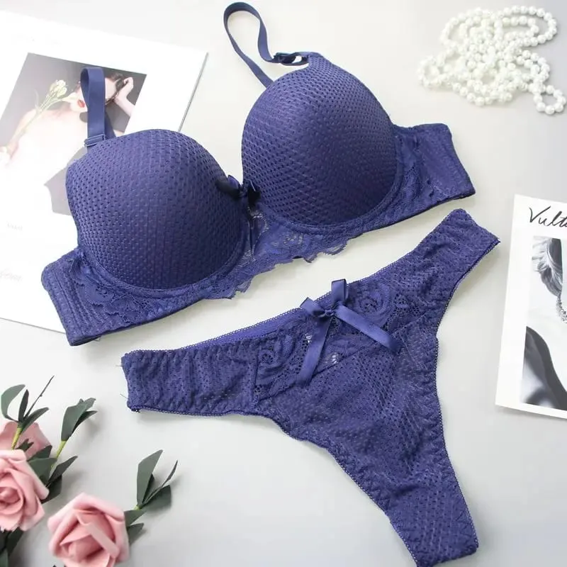 6 Màu Áo Ren Quần Lót Thoải Mái Crop Top Quần Lót Nữ Nữ Nội Y Push Up Bra Bộ