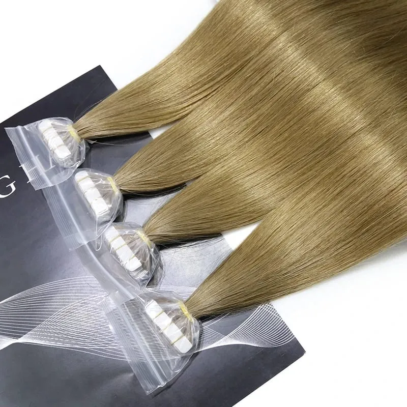 Toysww Russian Tape In Virgin Remy Hair Extensions From One Donor Cuticle Intact Adhesive Premium Tape in Virgin Hair 50g 100g
