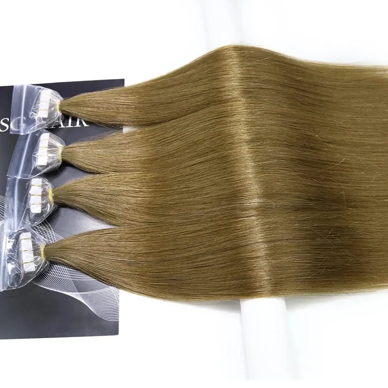 Toysww Russian Tape In Virgin Remy Hair Extensions From One Donor Cuticle Intact Adhesive Premium Tape in Virgin Hair 50g 100g