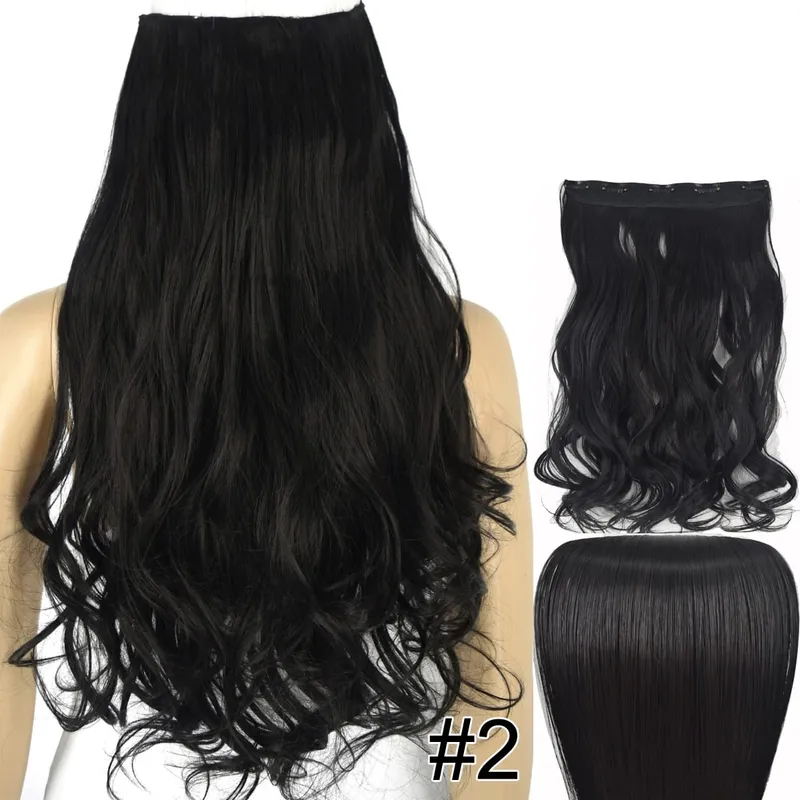 Synthetic Fiber Heat Resistant Wavy 5 Clips on Clip in hair Extensions 5002