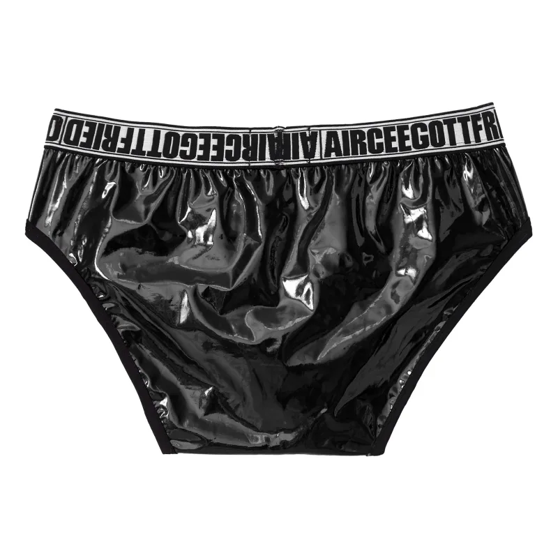 Pánské Krátké spodky z umělé kůže Sexy Mokrý vzhled Nízký pas Vyboulený Váček Kalhotky Spodní prádlo Plavky Plavky Šortky — image 8