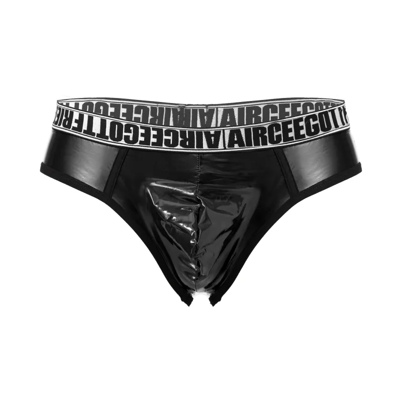 Pánské Krátké spodky z umělé kůže Sexy Mokrý vzhled Nízký pas Vyboulený Váček Kalhotky Spodní prádlo Plavky Plavky Šortky — image 23