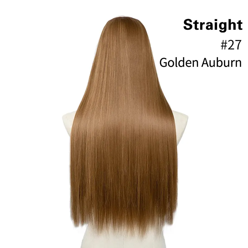 Sintético 24 "20" 16 "grampo na extensão do cabelo u parte cabelo natural em linha reta longo loiro preto falso pedaço de cabelo