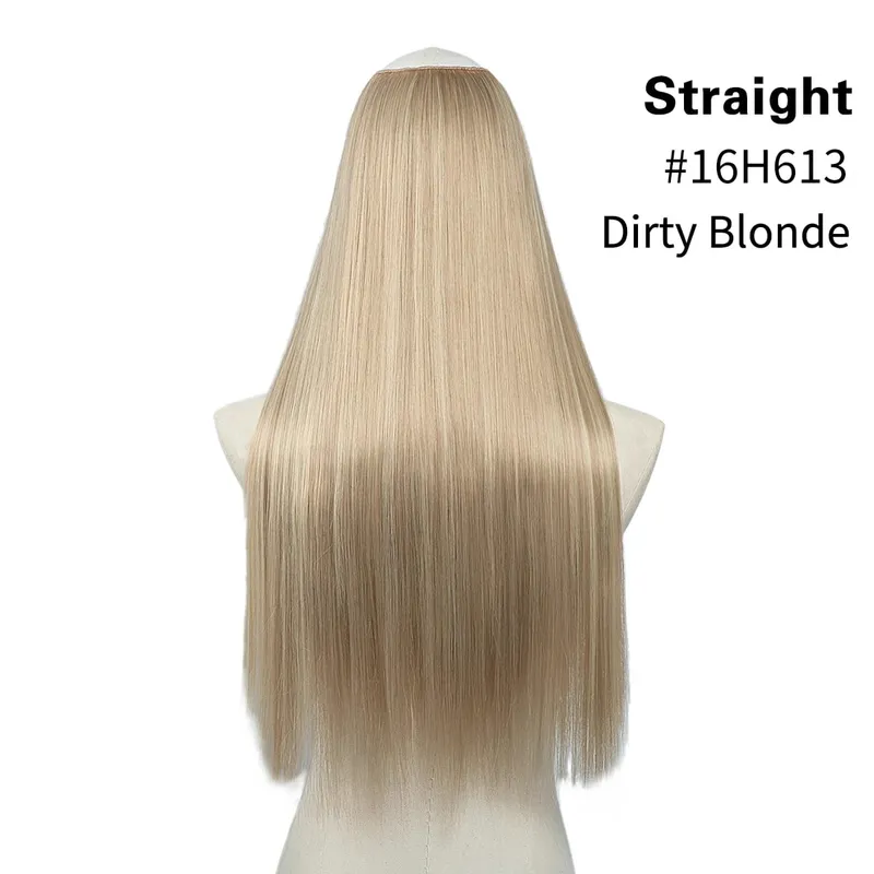 Sintético 24 "20" 16 "grampo na extensão do cabelo u parte cabelo natural em linha reta longo loiro preto falso pedaço de cabelo
