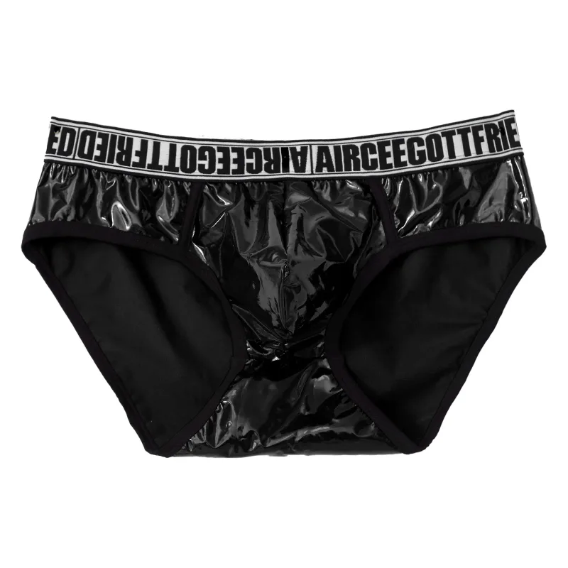Pánské Krátké spodky z umělé kůže Sexy Mokrý vzhled Nízký pas Vyboulený Váček Kalhotky Spodní prádlo Plavky Plavky Šortky — image 7