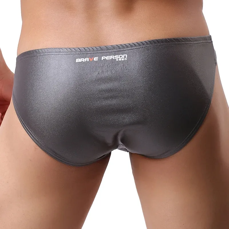 Male's Briefs Faux Leather Jockstrap Stretch Briefs Pouch Panties Underwear Low Waist Soft Male Underpants