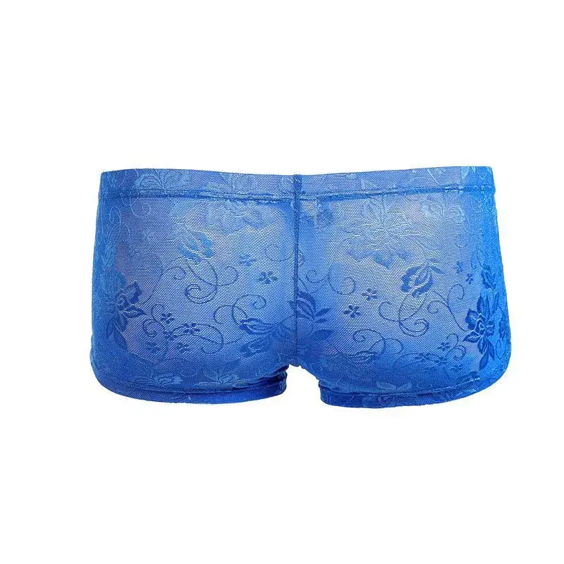 Sexy Mens Boxers Shorts Mesh Man Underwear Lingerie Trunk Transparent Mesh See Through Lace Underpants