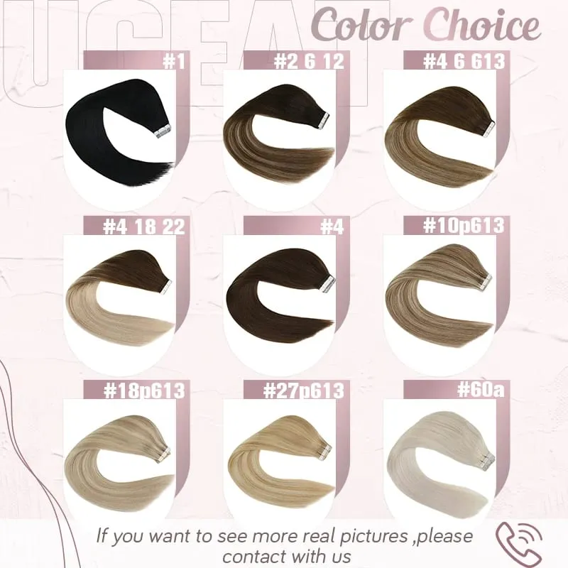Ugeat Pita Dalam Ekstensi Rambut Remy Ekstensi Rambut Manusia Brasil Warna Coklat #4 Ekstensi Pita Rambut Manusia Asli 2.5G/Potong