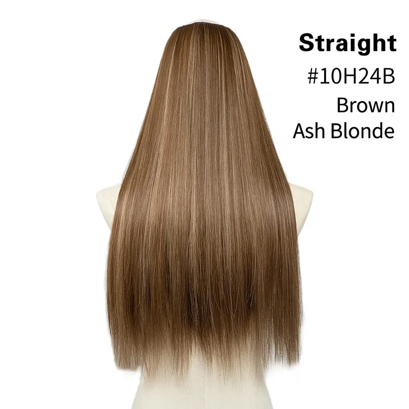 Sintético 24 "20" 16 "grampo na extensão do cabelo u parte cabelo natural em linha reta longo loiro preto falso pedaço de cabelo