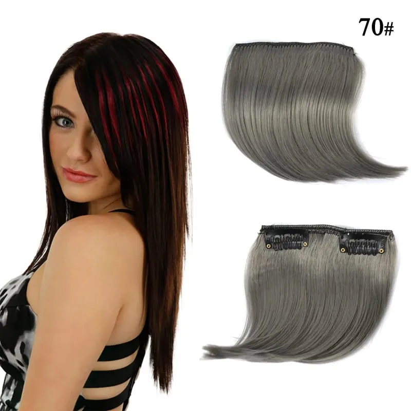 Colorful Clip in Synthetic Hair Bangs Gradient Hairpiece Fake Hair Piece Extensions for Women Girls Hair Extensions